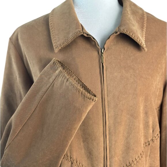 Norton McNaughton Women's Tan Zip Front Jacket Stretch Polyester Blend Size 14 - Picture 5 of 8